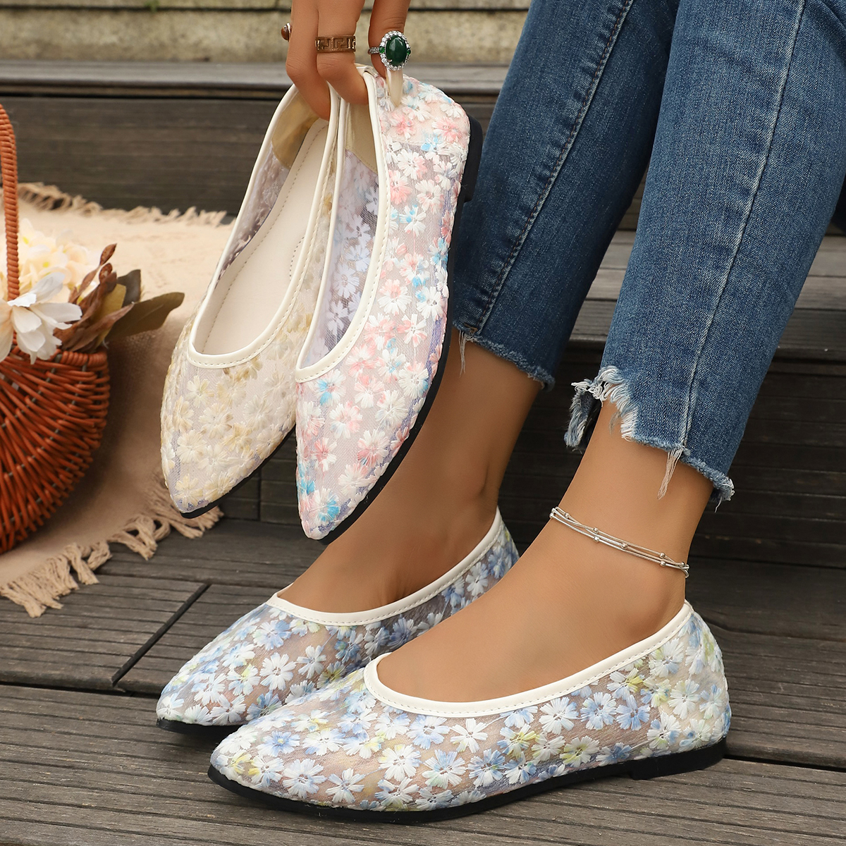 Women'S Shoes Toms - Summer Elegant Flower Low Heel Casual