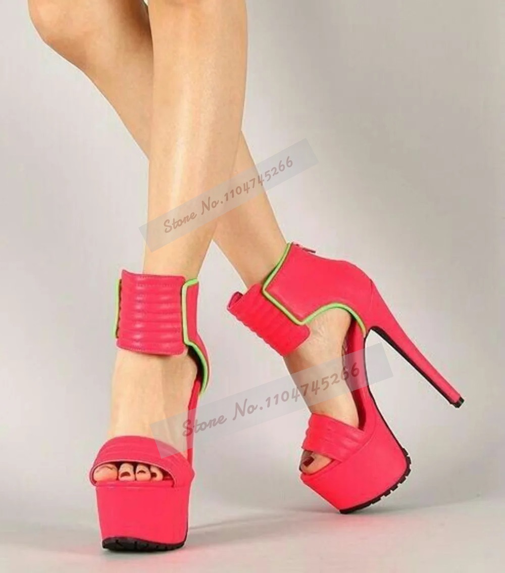 Rose Red Matte Leather Striped – обзор и цена Wide Fit Heels