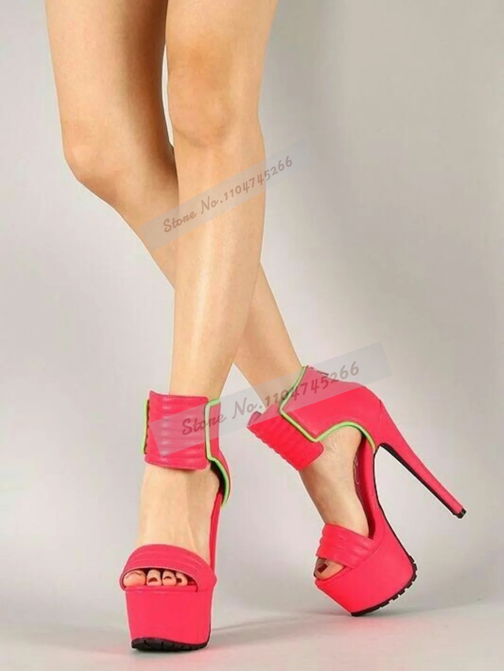 Rose Red Matte Leather Striped – обзор и цена Wide Fit Heels