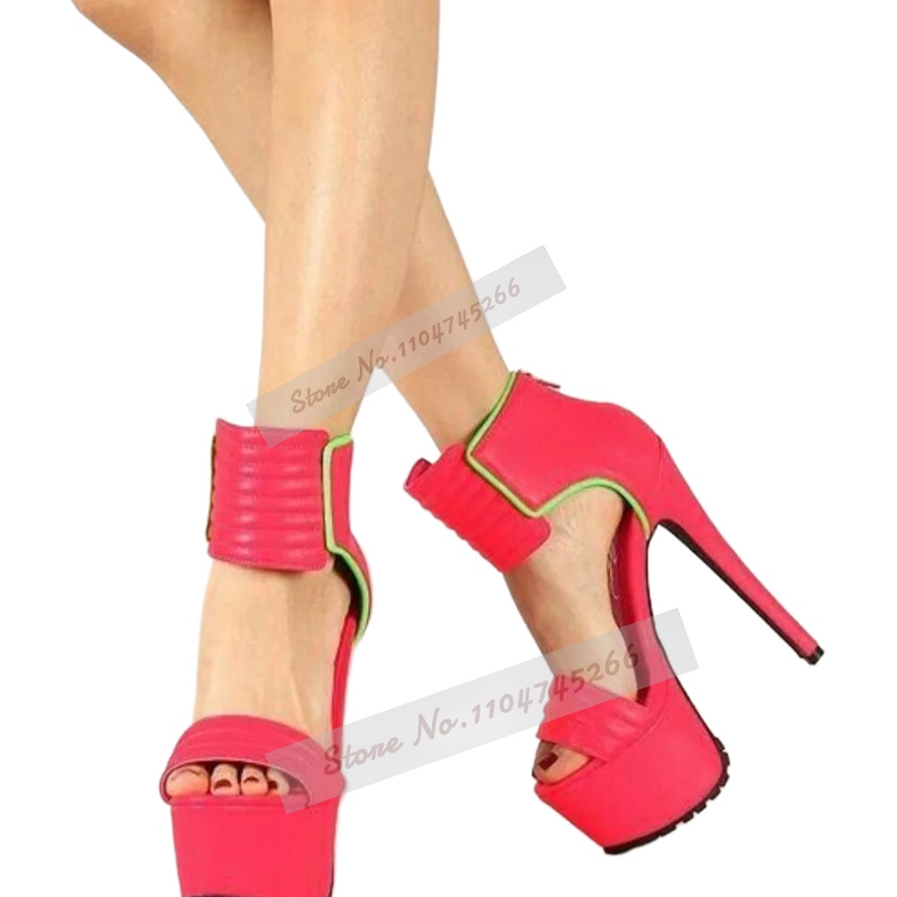 Rose Red Matte Leather Striped – обзор и цена Wide Fit Heels