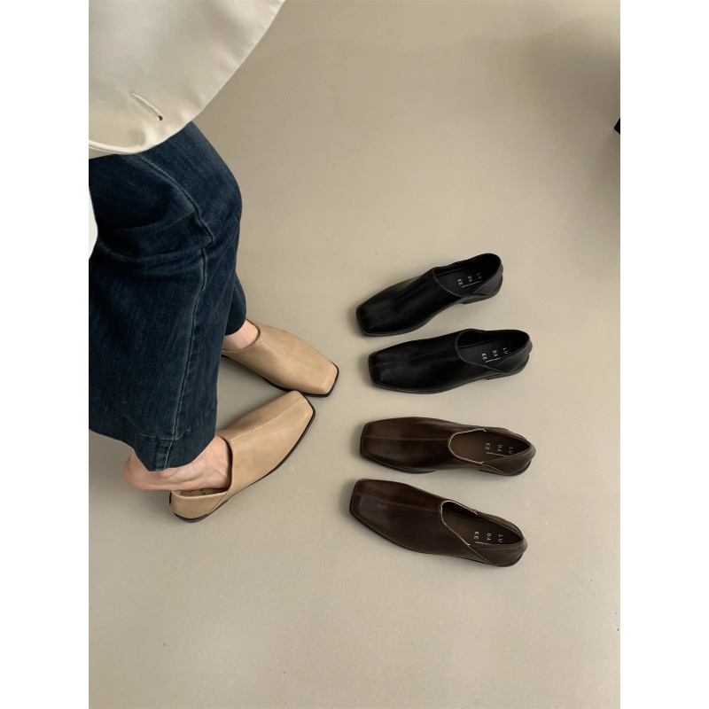 Retro Square Head Flat Leather – обзор и цена Women Shoes Winter