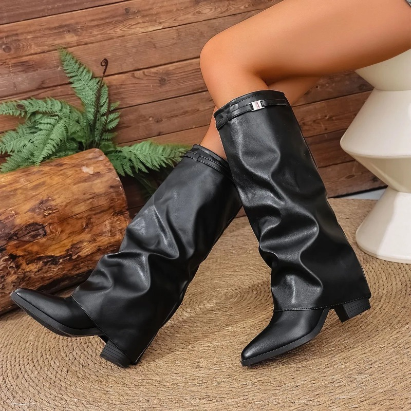 Women's Folding Knee-high Boot – обзор и цена Wide Fit Heels